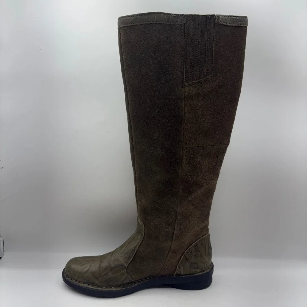 Clarks Nikki Park Green‎ Suede Leather Knee High Side Zip Boots Womens Size 6.5M